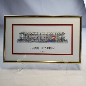 Busch Stadium Saint Louis Art Print Framed by John Pils Signed 14" x 8.5"